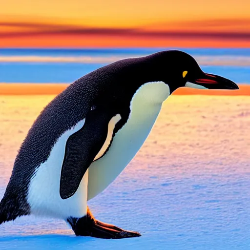 Prompt: hyperrealistic photo of a penguin with dangerous tusks, an arctic wildlife photographer's picture, extremely detailed feathers, impressive shading, snowscapes in the background