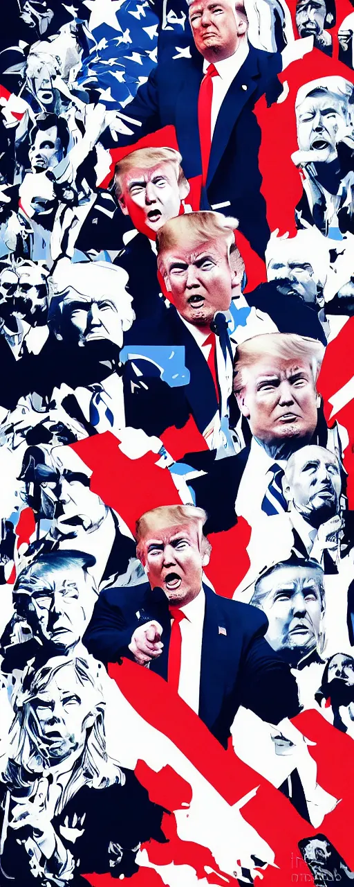 Image similar to donald trump trumpwave apotheosis poster, patriotic, nationalist, stoic, heroic, in the style of propaganda art