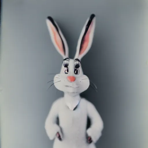 Prompt: Portrait of a bugs bunny, Expired Burned Film from 1930s, Softbox Lighting, Sigma 85mm Lens F/8