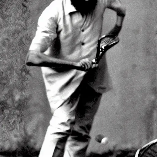 Prompt: photograph of Rabindranath Tagore playing tennis