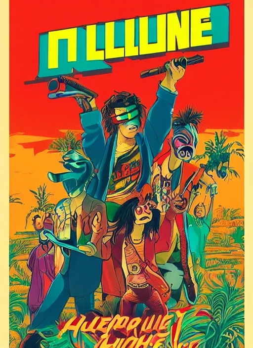 Prompt: Hotline Miami movie poster, Animated Disney movie from 1990, detailed