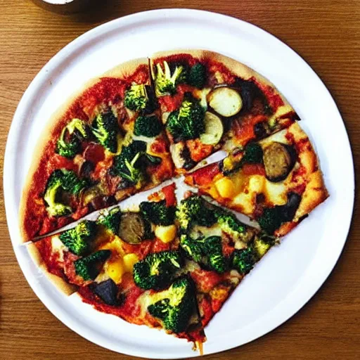 Prompt: instagram food pic of a coal fired veggie pizza