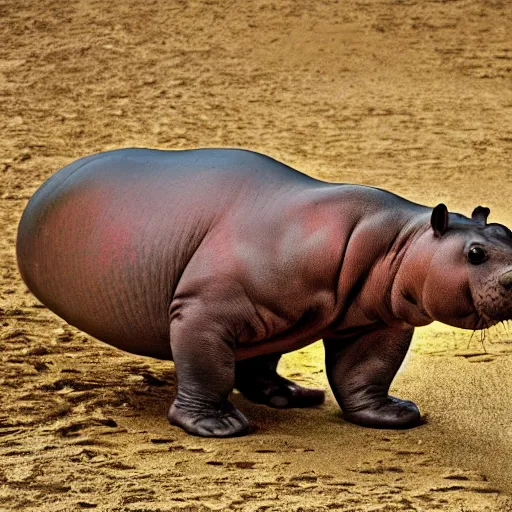 Image similar to cat hippopotamus hybrid, bold natural colors, national geographic photography, masterpiece, full shot