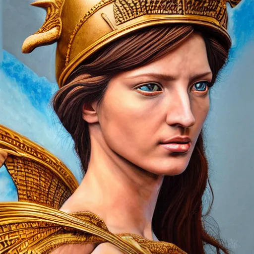 Prompt: hyperrealistic mixed media painting of beautiful goddess Athena, stunning 3d render inspired art by P. Craig Russell and Barry Windsor-Smith, perfect facial symmetry, dim volumetric lighting, full full full full face face face face face 8k octane beautifully detailed render, post-processing, portrait, extremely hyper-detailed, intricate, epic composition, brown brown brown eyes, realistic realistic realistic eyes, cinematic lighting, masterpiece, trending on artstation, detailed detailed detailed, masterpiece, stunning