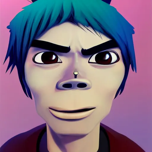 Image similar to 2D from Gorillaz, Realistic, Hyperrealistic, HD Quality, 4k Resolution, 8k Resolution, Detailed, Very Detailed, Highly Detailed, Studio Quality Lighting, Real Life, Portrait, Photograph