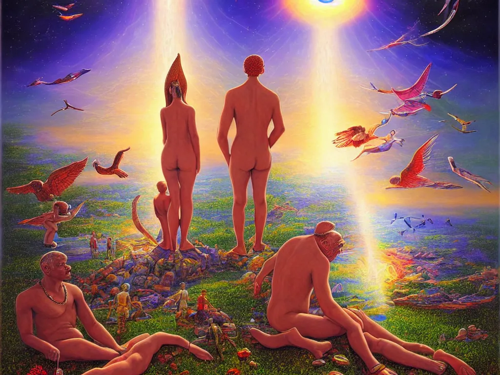 Prompt: a beautiful future for human evolution, spiritual science, divinity, utopian, by oleg korolev