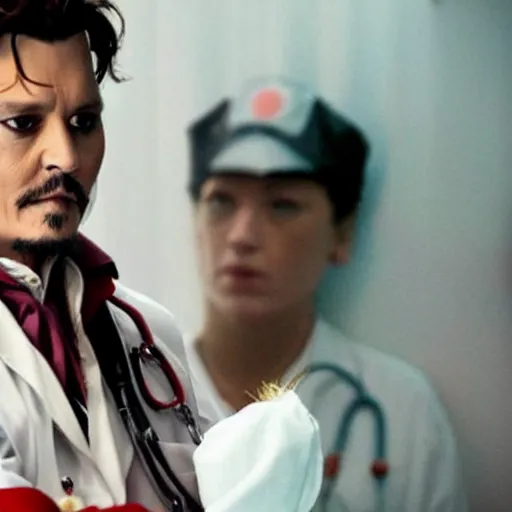 Prompt: Johnny Depp as nurse