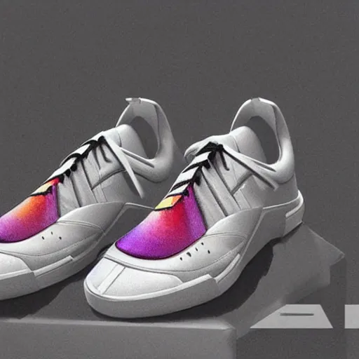 Image similar to margiela fusion sneakers ultra rendered extreme realism and detail, 8 k, highly detailed, realistic, completely framed, pbr, surreal, hyper realistic, colorful, direct lighting, 3 5 mm photo, photorealistic, sharp focus,