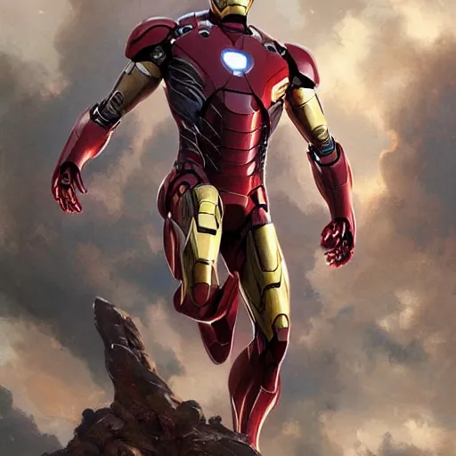 Prompt: iron man, beautiful highly detailed, painting by artgerm and greg rutkowski and raymond swanland.