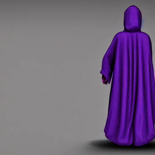 Image similar to grim reaper, purple cloak, full body