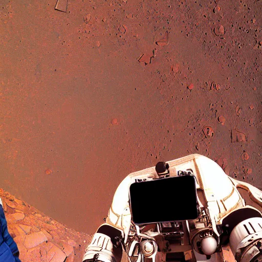 Prompt: selfie on the highest mountain on mars, high definition photograph, taken in 2060, realistic, hyperrealistic, very realistic, highly detailed, very detailed, extremely detailed, detailed