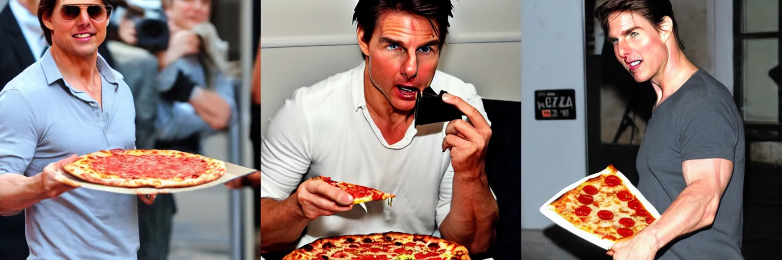 Prompt: Tom cruise eating a pizza