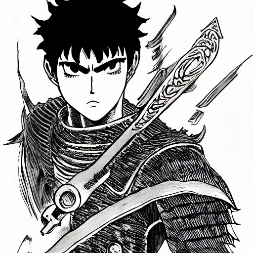 Image similar to Guts, Berserk, in the style of kentaro miura, very detail, masterpiece, award winning, greatsword