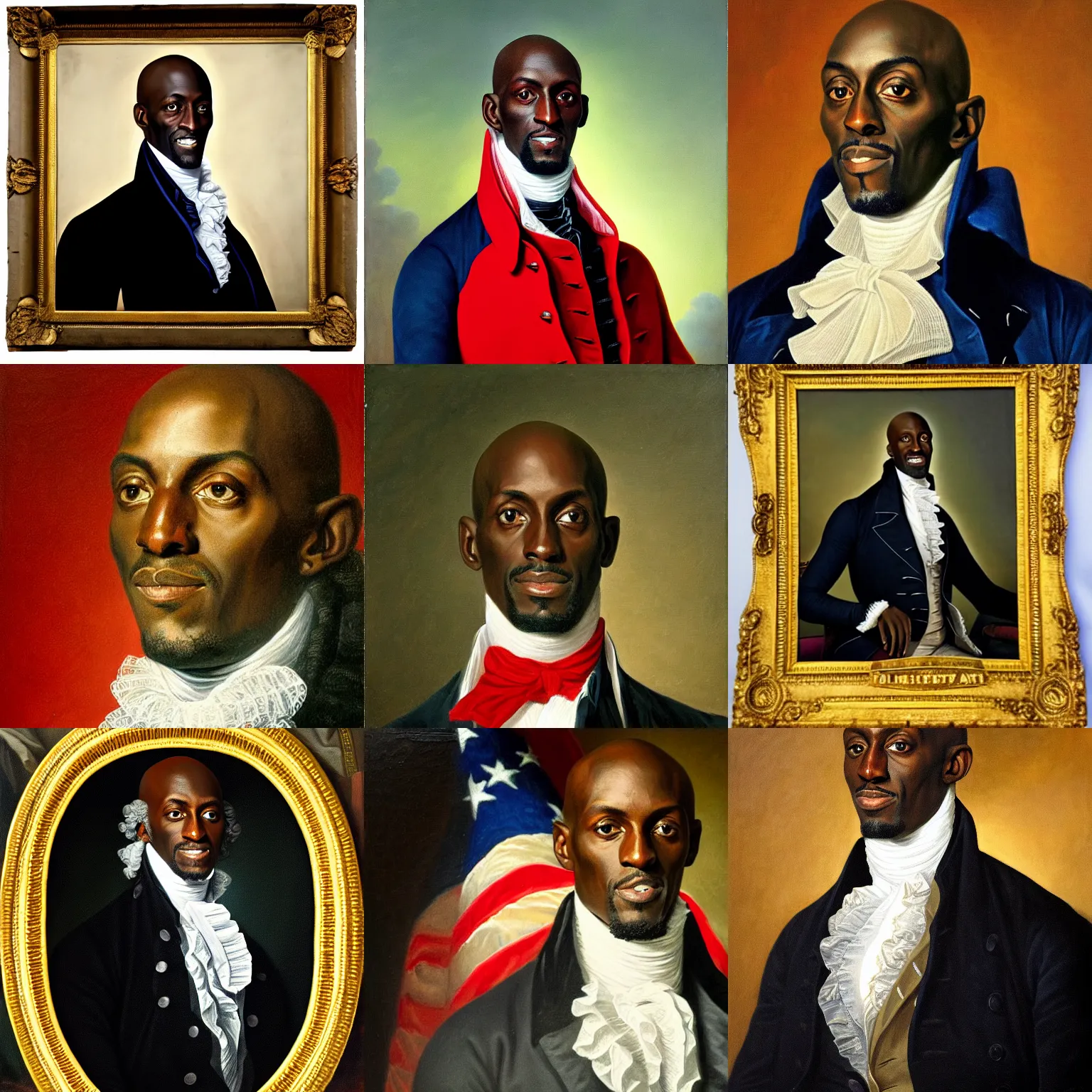 Prompt: Official Portrait of the Kevin Garnett as the President of the United States, 1792, Oil on Canvas