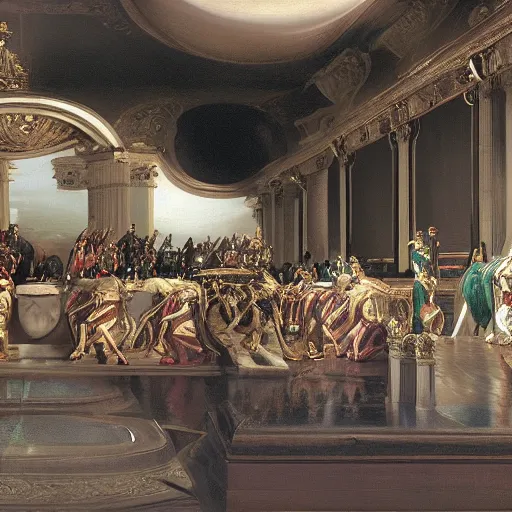 Image similar to sci-fi sport car f1 hatchback transport design organic smooth elastic forms on the front background wall structure in the coronation of napoleon painting by Jacques-Louis David, pinterest keyshot product render, cloudy plastic ceramic material shiny gloss water reflections, ultra high detail ultra realism, 4k