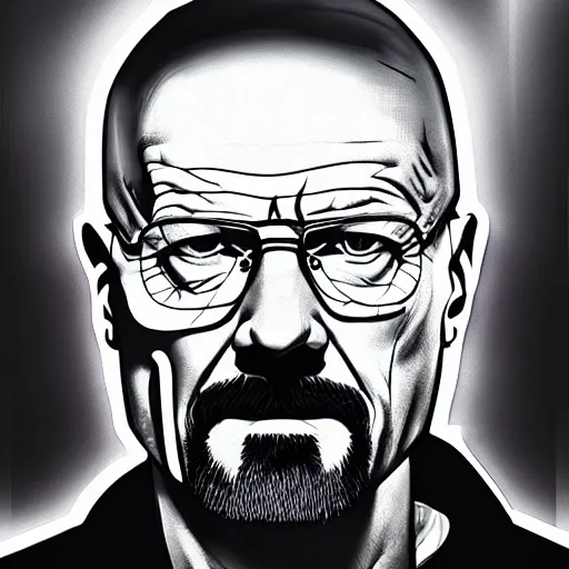 Prompt: walter white from breaking bad synth wave, cyberpunk, 4 k, hyper realistic