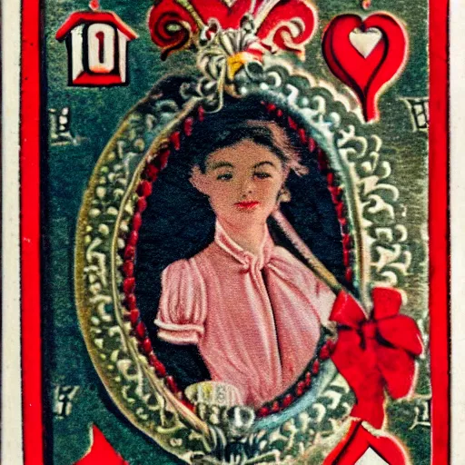 Prompt: top of playing card image of a parlor girl - n 4