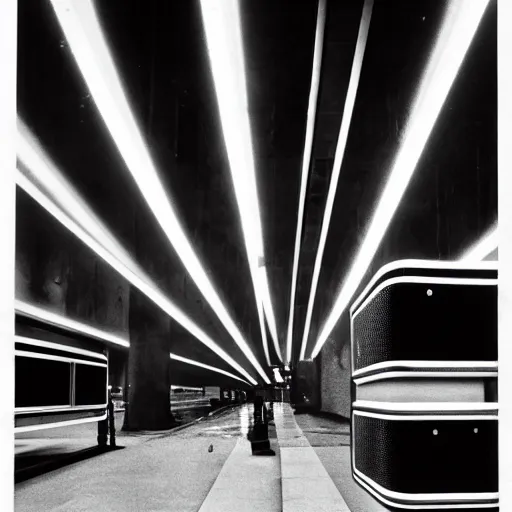 Prompt: 60s movie still of a cyberpunk city made of speakers by Irving Penn, Cinestill 800t 35mm black and white, heavy grainy picture, very detailed, high quality, 4k, HD criterion, dramatic lightning, precise texture, gettyimages