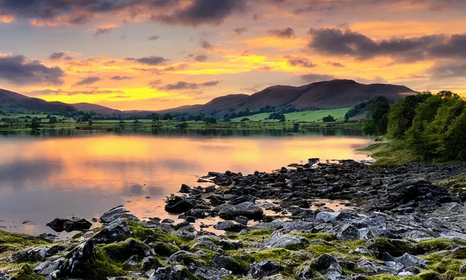 Image similar to sunset at the lake district