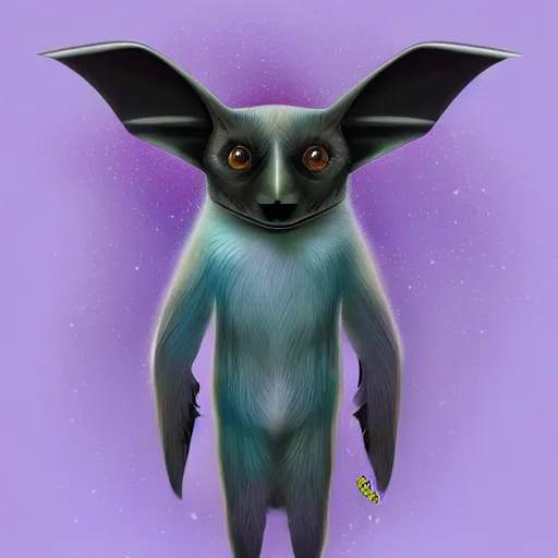 Prompt: a very cute galactic fruit bat, pastel colours, digital art, extremely realistic and detailed 4k