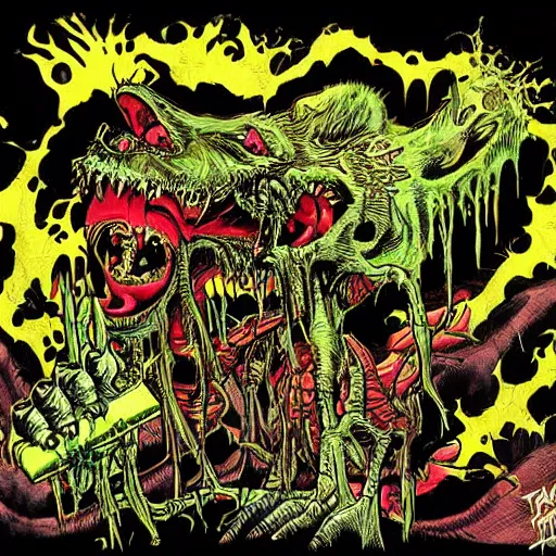 Image similar to ratfink, epic, creepy, scary, moody, highly detailed, gorgeous, stunning, full colour digital art by todd mcfarlane