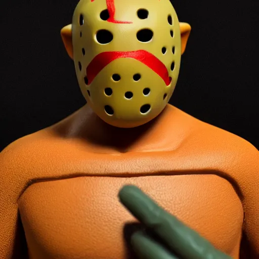 Prompt: plasticine figure of jason from friday the 1 3 th, 8 k, hdr, trend in artstation, photo studio, professional lighting