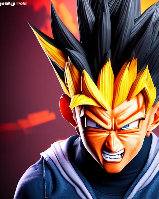 Image similar to 3 d high octane render, 8 k hyperrealism, unreal engine, photorealistic goku, portrait, dynamic lighting, photorealistic, unreal engine, octane, ultra detailed, detailed faces, hd quality, life like, high render, hd resolution