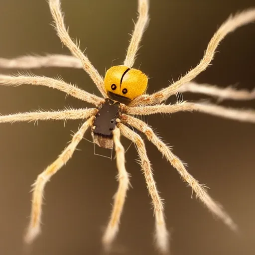Prompt: a spider whose body is covered in long blonde hair