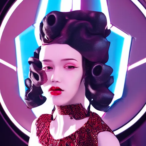 Image similar to red velvet inspired avant-garde art, deco fashion, highly detailed, photorealistic portrait, bright studio setting, studio lighting, crisp quality and light reflections, unreal engine 5 quality render