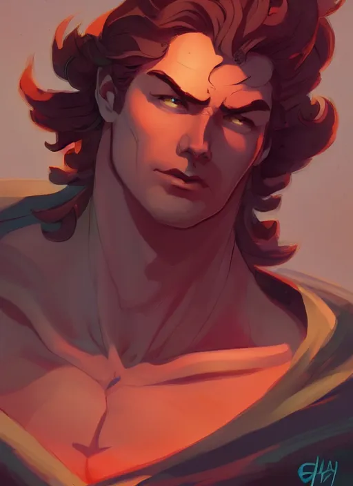 Prompt: The Greek God Apollo, in the Style of Artgerm and Charlie Bowater and Atey Ghailan and Mike Mignola, vibrant colors and hard shadows and strong rim light, Comic Cover Art, plain background, trending on artstation