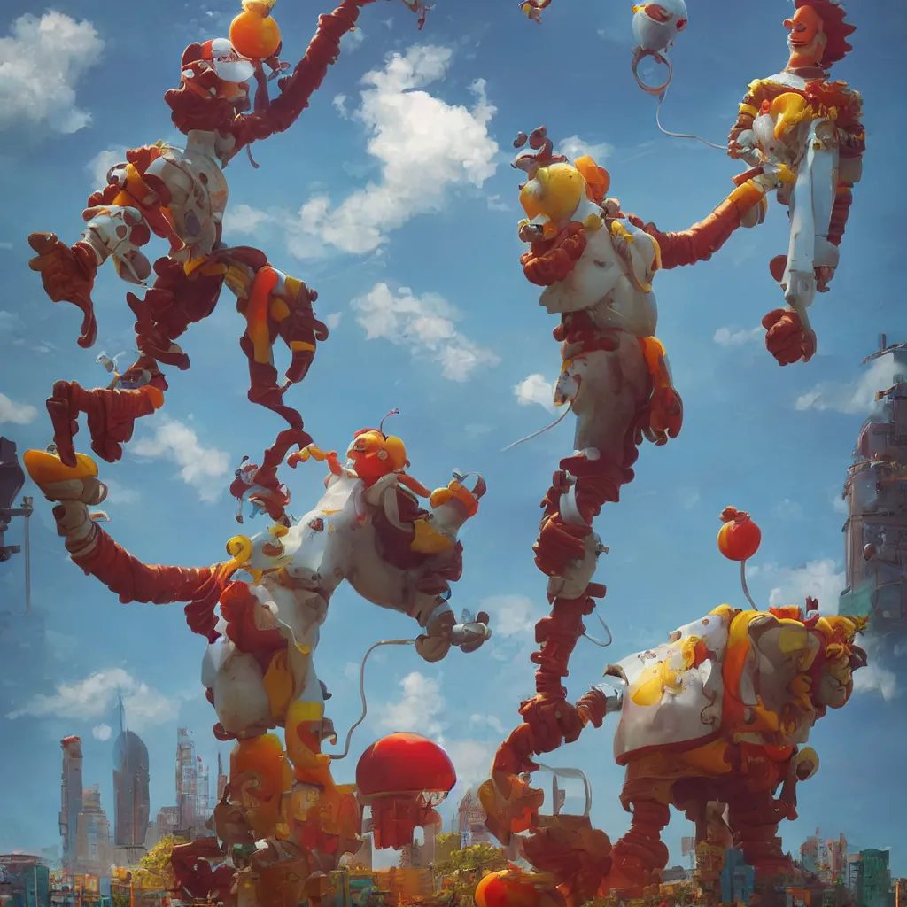 Image similar to ronald mcdonald statue in the world by beeple, darek zabrocki, tyler edlin, jordan grimmer, neil blevins, james paick, natasha tan, highly detailed, ultra detailed, ultra realistic, trending on artstation