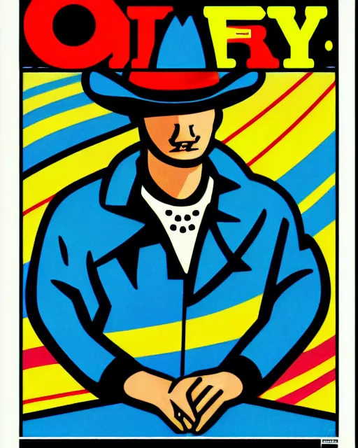 Prompt: laser disk cowboy, 9 0's magazine ad art style