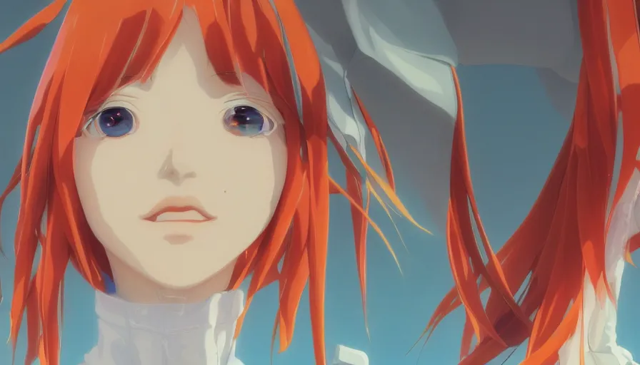 Image similar to a close up of asuka by makoto shinkai, beeple and james jean, aya takano color style, 4 k, super detailed, modern, 4 k, symmetrical