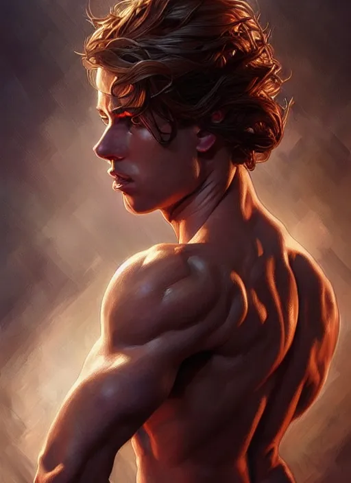 Image similar to portrait of aggressive eden hazard, d & d, muscular! white, fire, fantasy, intricate, elegant, highly detailed, digital painting, artstation, concept art, smooth, sharp focus, illustration, art by artgerm and greg rutkowski and alphonse mucha