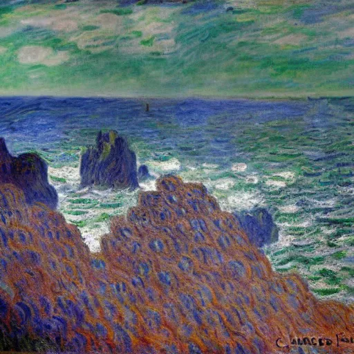 Image similar to the giants causeway painted by claude monet