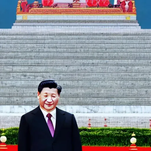 Image similar to president xi jinping taking a selfie at rizal park, realistic, shot on an iphone