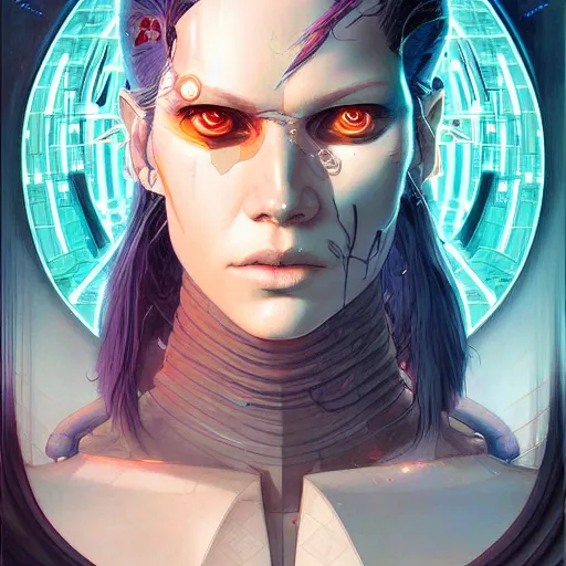 Prompt: ( h 0 c 0 k ) cyberpunk epic portrait by gaston bussierre and charles vess and james jean and erik jones and rhads, inspired by ghost in the shell, beautiful fine face features, intricate high details, sharp, ultradetailed