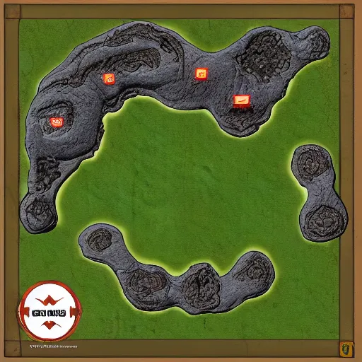 Prompt: dnd volcanos battle map layout