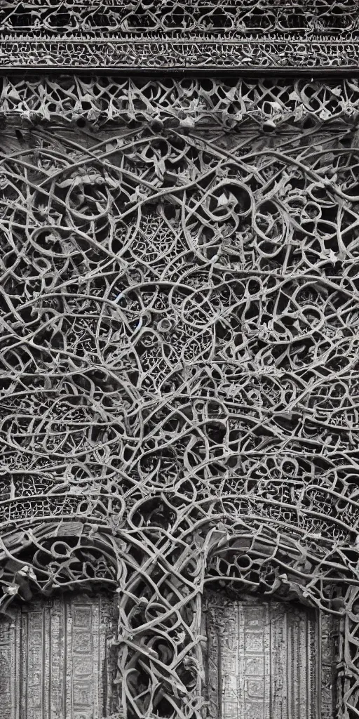 Image similar to a professional photograph of a beautiful modern building by Louis Sullivan and H.R. Giger covered in black ironwork vines, rusticated stone base, rusticated stone base, rusticated stone base, rusticated stone base, a dramatic sky, crowds of people, Sigma 75mm, ornate, very detailed, hyperrealistic, liminalspaces, Symmetrical composition, centered, intricate, panoramic, Dynamic Range, HDR, chromatic aberration, Orton effect, 8k render, photo by Marc Adamus, painting by Jeremy Mann, cinematic, cgsociety, vignette, vignette , artstation