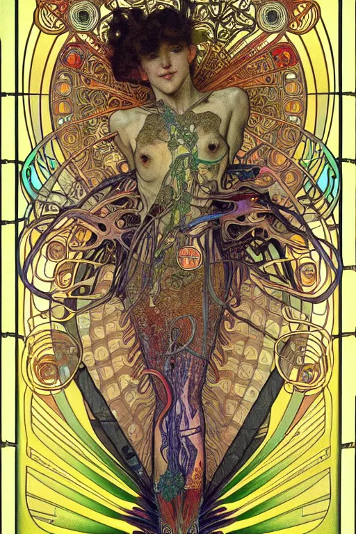 Prompt: extremely psychedelic anatomically accurate diagram of alien animal, intricate parts, fine details, hyper realistic, by seichen, alphonse mucha, surreal