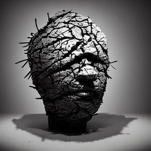 Image similar to rhizomuse, artists impression, cgsociety, abstract sculpture, dramatic intense lighting, deep shadows