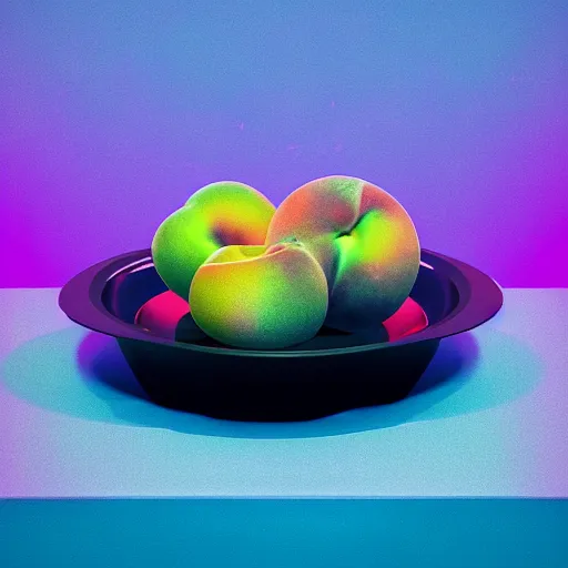 Image similar to techno - peaches still life by beeple