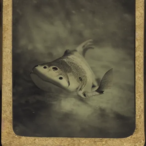 Image similar to tintype photo, underwater, sea creature