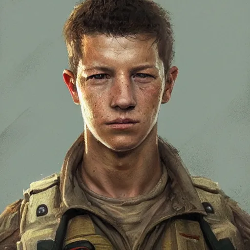 Image similar to portrait of a man by greg rutkowski, tye sheridan as a colonial marine, from aliens franchise, he is about 2 0 years old, military composure, highly detailed portrait, digital painting, artstation, concept art, smooth, sharp foccus ilustration, artstation hq