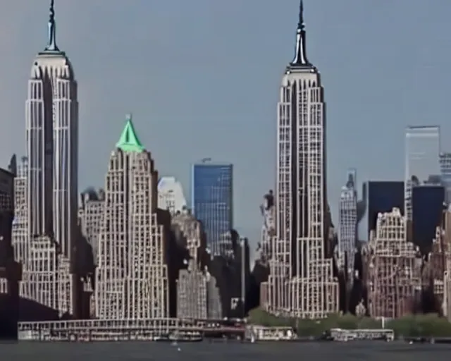 Prompt: [alien invasion] ufo footage spotted at new york city. there is explosions all over the city. 9/11 inspired.