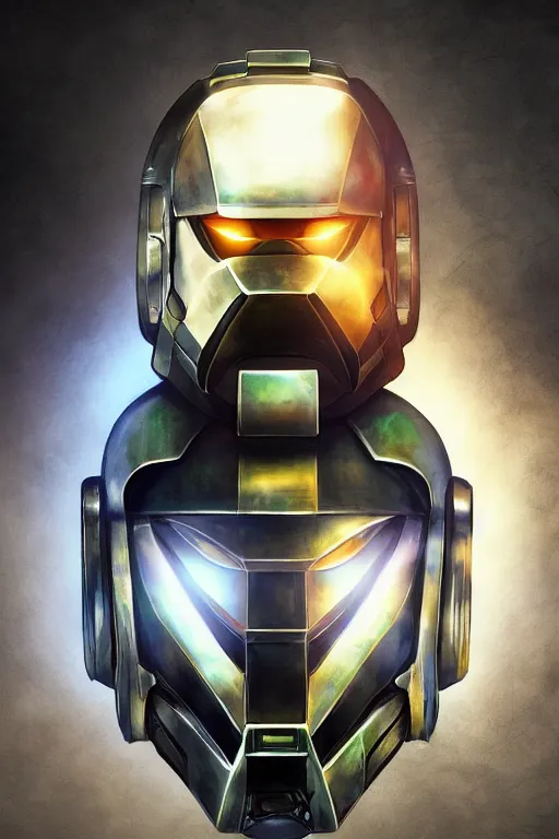 Image similar to robot ninja mask helmet halo master chief radiating a glowing aura global illumination ray tracing hdr fanart arstation by ian pesty and katarzyna da „ bek - chmiel