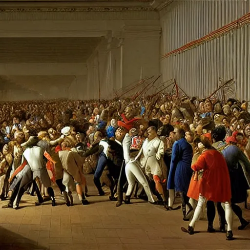 Prompt: the crowds at the black friday sales at walmart, intricate, highly detailed, sharp focus, art by jacque - louis david