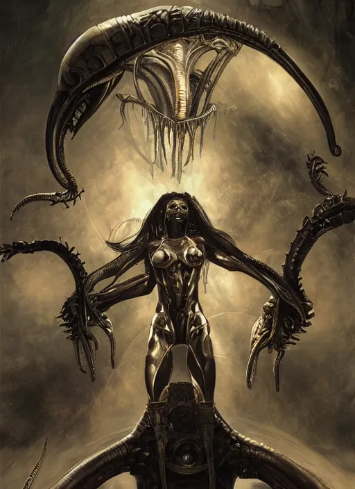 Image similar to alien vs predator physically accurate, moody dynamic lighting, very very intricate, very very elegant, highly detailed, digital painting, artstation, HR GIGER, Hieronymus Bosch, Francis Bacon, concept art, smooth, very beautiful, sharp focus, illustration, art by artgerm and greg rutkowski and alphonse mucha