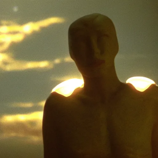 Image similar to movie still of god sun cyborg, cinematic composition, cinematic light, criterion collection, by david lynch