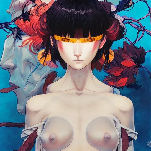 Image similar to prompt : fighter portrait soft light painted by james jean and katsuhiro otomo and erik jones, inspired by evangeleon anime, smooth face feature, intricate oil painting, high detail illustration, sharp high detail, manga and anime 1 9 9 0